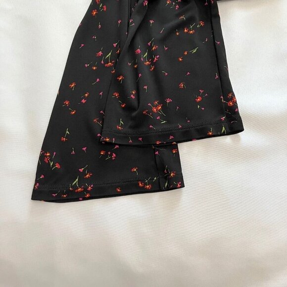 & OTHER STORIES BLACK RED CALICO FLORAL LONG SLEEVE SCOOP NECK MIDI DRESS - 4 - Picture 9 of 11